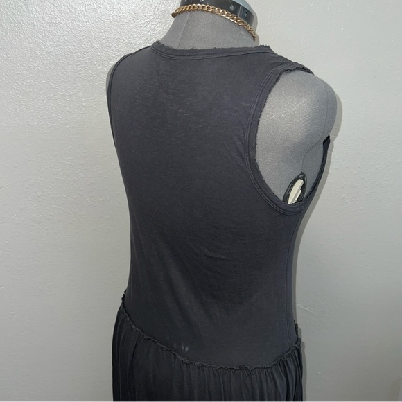 Distressed Tank Top Maxi Dress Women’s Size Medium Tiered Dress Dark Grey - Picture 7 of 14